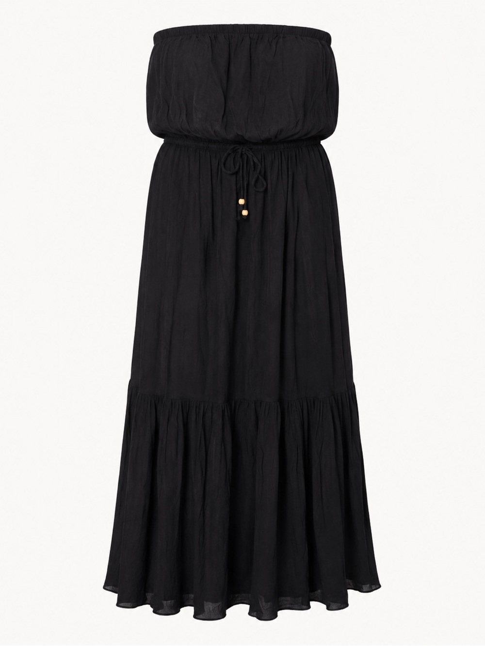 Socialite- Strapless Black Maxi Dress with Drawstring - Picture 3 of 7